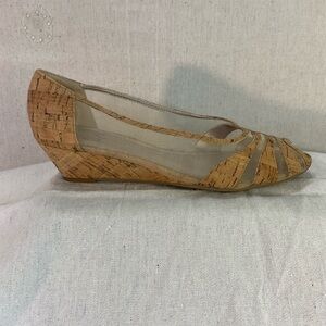 Impo Cork Wedge Peep-Toe with Mesh Panels - Natural- size 7